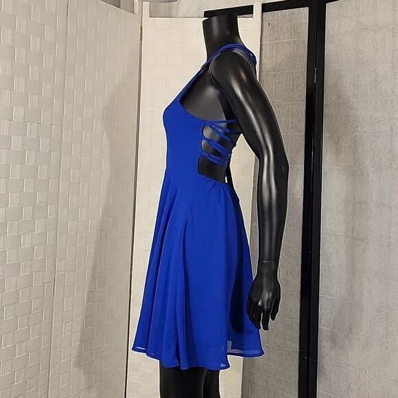 LULUS GOOD DEEDS ROYAL LACE UP STRAPLESS MINI DRESS - Picture 11 of 14